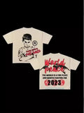 War Girl Graphic Print T-Shirt Y2K Vintage Loose-Sleeved Round-Collar Cotton Top Gothic Street Men's Wear 211-0-Outfit
