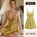 Spring And Summer New Simulation Silk Sexy Pajamas Tmall French High-End Feel Chest Cushion Pure Lusty
