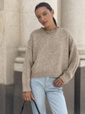 Autumn And Winter Hot Sale Thick Short Round Neck Solid Color Sweater Bum Basic Women's