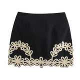 Summer New Women's Design Sense Fashion Set With Thin Embroidered Vest High-Waisted
