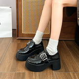 Loafer Spring 2025 New Foot Pedal Increased Thick Heel Black Fashion Simple British Small Leather Shoes