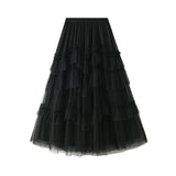 Skirt 2025 Spring New Mesh Dress Design Half-Dress Net Yarn Splicing Ponpong Skirt