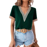 Casual Loose Blouse Women V-Neck Streetwear Shirt 2023Summer Fashion Basic Top Women Party Clothing Shirt