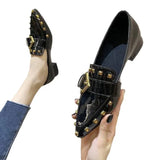 Shoes With Skirts Lef Shoes Feel Single Shoes Rivet Temperament Shoes Willow Brown Pointed