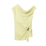 New Silk Lithography Asymmetrical Top