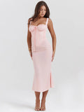 Dopamine Wears Hottie Sling Pink Dress Female Feeld Back To The Long Dress Dress Of The Fish