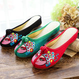 Zingj Embroidered Cloth Shoes Sandals National Tide Quintessence Of Facial Makeup Flower Dan Dish Buckle Female Cool
