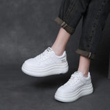 Leather Thick-Soled Little White Shoe Woman 2025 Spring New Set Casual Fashion Board Shoes Comfortable And Light Cake