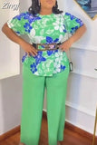 Piece Set Women Africa Clothes 2023 New Dashiki African Fashion Print Tops And Pants Suits Big Size Party Clothing For