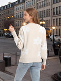 And Winter New Knitwear Blouse Loose Flowers Collar Collar Sweater Women's