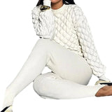 Zingj Winter New Vintage Thick Thread Twist Sweater Round Collar Fold Wear Lazy Sweater Suit Female-Outfit