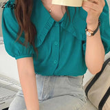 Women Lovely Ins Clothing Elegant Fashion Solid Straight Summer Young Ladies All-match Street Wear Korean Style