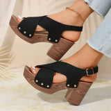 New Summer High-Heeled Waterproof Table Women's Shoes Large-Size Coarse Cross With Fashion Casual