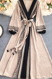 Autumn Women Printed Long Dress Vintage Puff Sleeve High Waist A-Line Vestidos Female 2023 New Fashion Beach