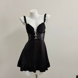Pajamas Women Summer With Chest Pad Ice Wire 2025 New Tone Hollow Pure Desire High-End Ribbon Sling