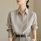 And Autumn Long-Sleeved Shirt Women's New Design Sense Of Small And Able Temperament Cold-Grade High-End Gray Long-Sleeved