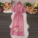 New Sweet Female Taste Lace High-End Buckle Pocket Royal Sister Dress Goddess Temperament To Take Pictures