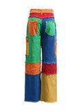 Trendy Personality Loose Pants 2025 Autumn New Splicing High-Waisted Wide-Legged Jeans