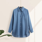 Long Sleeve White Blouse Fashion Spring Buttons Loose Clothes Office Women Tops Casual Cotton Irregular Long Shirt