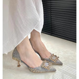 New Wedding Shoes French Tip Finger High Heel High Heels Femininity Senior Sense Buckle Shallow Single