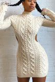 Sexy Knitted Sweater Dresses Fall Winter Clothes for Women Rave Outfit Backless Long Sleeve Mini Bodycon Birthday