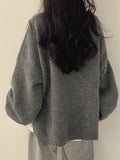 Oversized Split Hem Pullover Sweater- Outfit