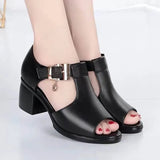 Sandals Women 2025 Summer New Roman Wind Fish Mouth Exposed Coarse Women's Shoes Middle-Year-Old Mother