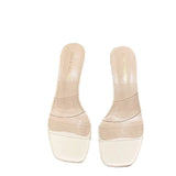 Summer Net Red With Transparent High-Heeled Sandals Women's Fashion Crystal Coarse And Sexy Cool Slippers Women