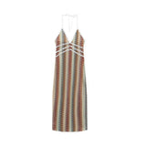 Women's Sexy Bareback Temperament Dress Crocheted Flower Type Hanging Neck