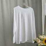2025 New Hot Pure Color Long-Sleeved T-Shirt Women Loose Cotton Collar Base