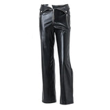 Zingj 2023 Ins Popular Women's High Waist Straight Loose Wide Leg Casual Pants Leather