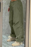 Y2K Streetwear Drawstring Cargo Parachute Pants Hippie Harajuku Loose Draped Low Waist Tech Sporty Trousers