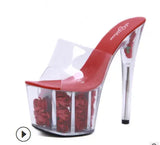 Zingj 2023 Summer New Model Shoes Super High Heels 17CM Thin Heel Waterproof Table Sandal Female Transparent