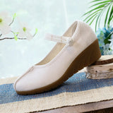 Zingj Heels Single Shoes Pure Color Plain Spring And Autumn Cloth Shoes Jacquard Cotton Buckle Retro Women's