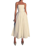 Sexy Women's Summer Wearing A Fish Bone Thoracic Dress Pure Style Hot Girl Repair In The Back Of The Long
