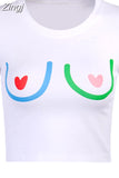 Fashion Letter Printed Short Sleeve Vintage Crop Top 2023 Summer Women Sexy Skinny T Shirt Female Streetwear Tee