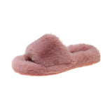 Fur Slippers Spring And Autumn High-End Feeling Winter Wear Lazy Man Flat-Bottomed Plush One-Word Drag Home Cotton