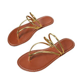 Summer New Simple Thin Belt Fairy Wind Two-Wearing Toe Flat Cool Slippers Outside Wearing