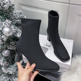 Boots Women's New Square Head Rough Stellar Tipper Skinny Heel High Heeled Women's Boots In Fall