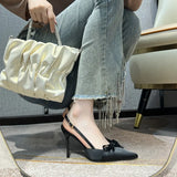 Silk And Satin Bow Bridal Bridal Design Small Master Wedding Dress High Heel Wedding Shoes Hollow Bag Head Sandals