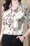 Shirt Women Floral Satin Shirts and Blouses Fashion Clothes for Women Long Sleeve Blouse Button Up Shirt Tops Women