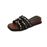 Fragrant Wind Thick Bottom Slippers Women 2025 Summer New Square Head Holiday Slippers Women Wearing Skirts And