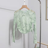 Real Shooting 2024 Summer New Long-Sleeved Short-Sleeved T-Shirt Sun Protection Shirt Thin Perspective Tie-Dye Mesh Hooder