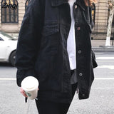 Jacket Women Black Solid Simple All Match Casual Loose Slim Womens Jackets and Coats Harajuku BF Vintage Streetwear