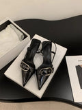 French Silver High-Heeled Shoes Bag Head Sandals 2025 New Spring And Summer Korean Style Temperament Pointy Single