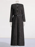 Fashion High-End Set 2025 New Temperament Small Fragrant Coat + Belt Design Feeling Trousers