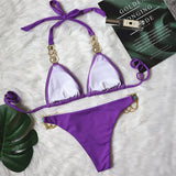 Zingj New Swimsuit Plain Crystal Diamond Chain Women's Split Swimsuit Strap Sexy