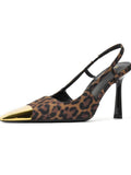 Metal New Square Head Thin Heel 2025 Sandals Leopard Temperament Single Shoe With High Heel