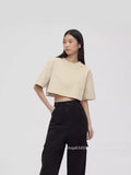 Spring Summer New Pure Color Short T-Shirt Women Hot Y2K Cotton Short-Sleeved Top Hot