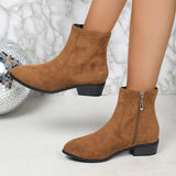 Velvet Velvet Short-Box Martin Boots New Coarse And British Wind Side Zipper Thin Bare